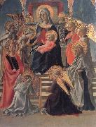 Fra Filippo Lippi Madonna and Child Enthroned with Angels,a Carmelite and other Saints oil painting